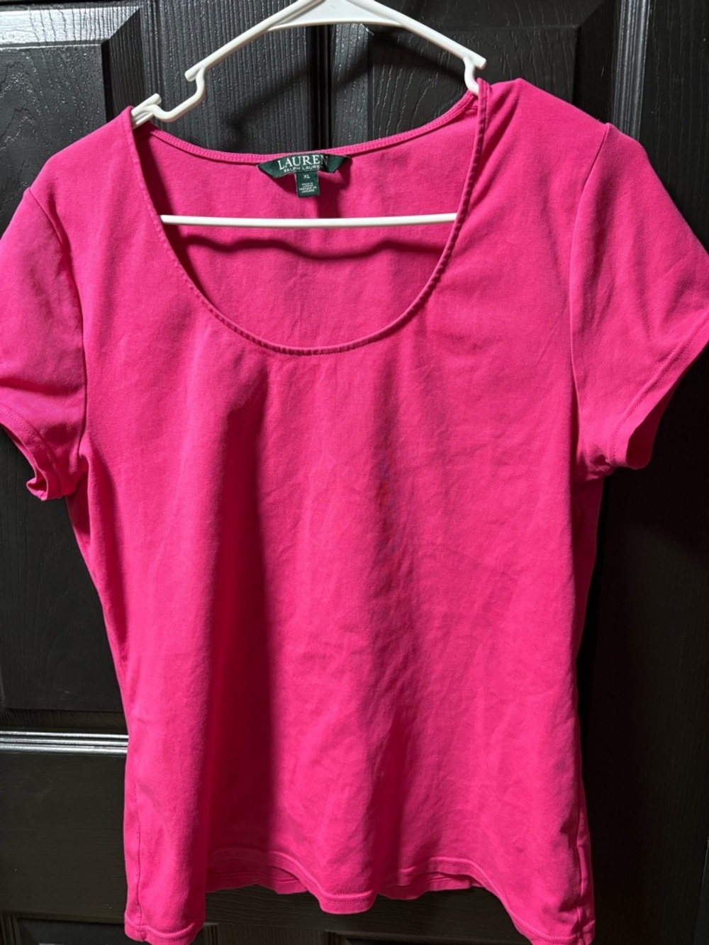 Lauren Ralph Lauren Hot Pink Scoop Neck Short Sleeve Tee